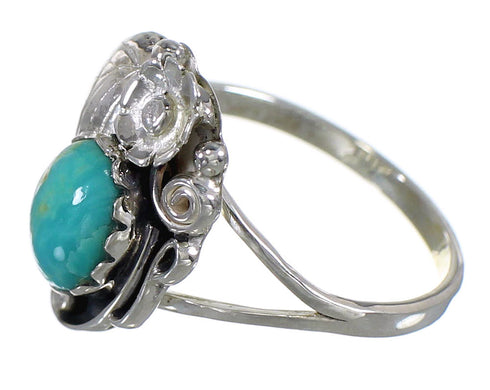 Turquoise Genuine Sterling Silver Southwest Flower Ring Size 8-1/2 AX88235